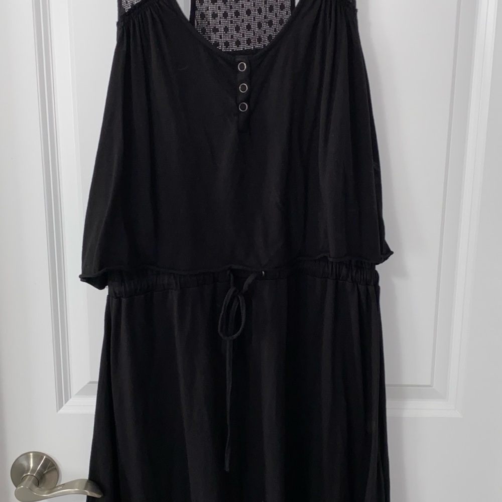Ladies DKNY Jeans Black Cotton Sundress With Black Lace Racer Back Top